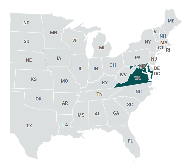 Va and md one day a week delivery states