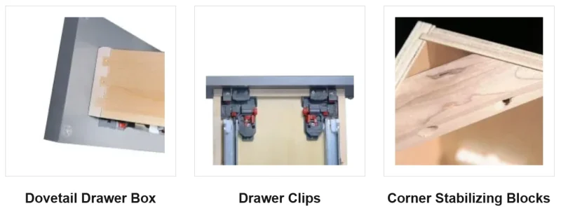 US Cabinet Depot Dovetail drawer corner blocks construction details