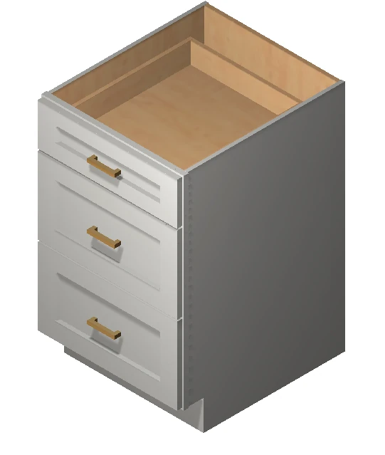 AZ-DB12 3 12 Inch 3 Drawer Pack Base Cabinet | Champagne Shaker